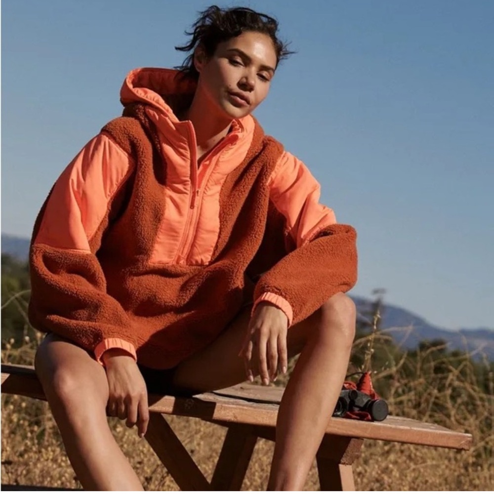 Free People Movement Women's Lead The Pack Fleece Sherpa Quarter Zip Pullover